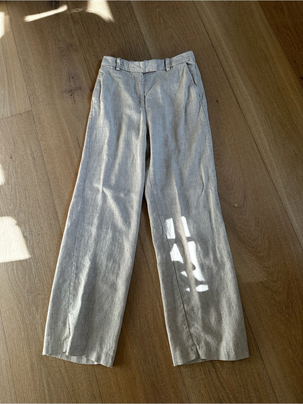 Linen-Blend Straight Leg Trousers |0